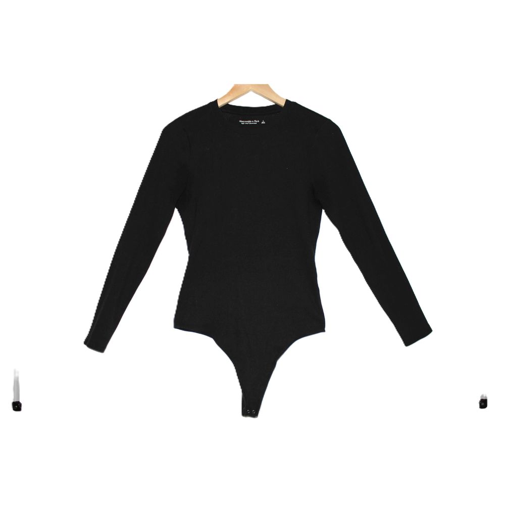 Womens Abercrombie & Fitch Soft Collection Black Stretch Bodysuit Top Size Large